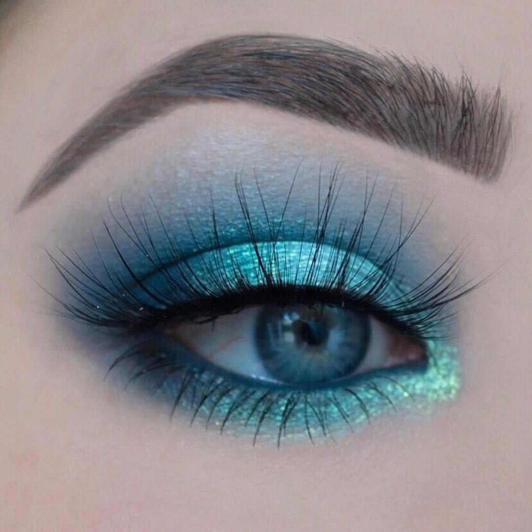 silver and light blue eye makeup